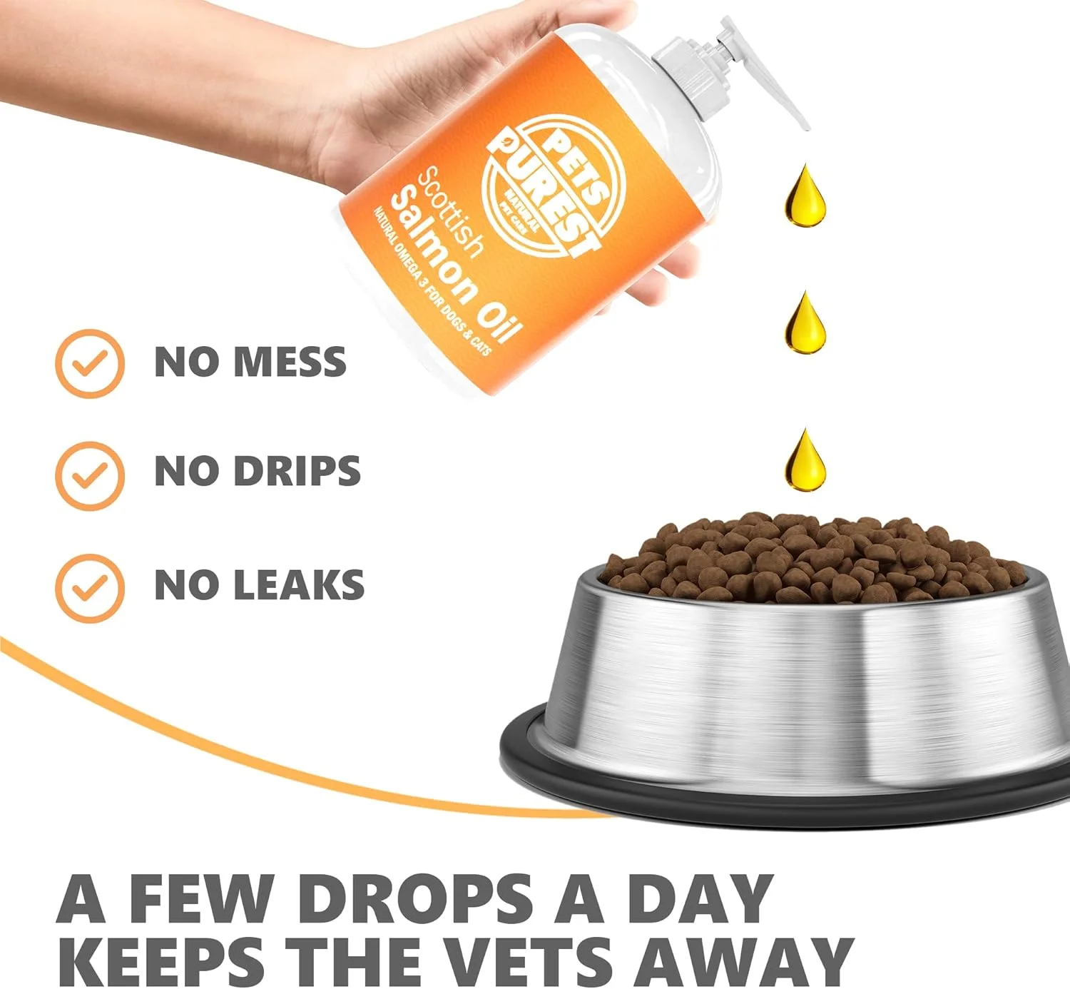 روغن ماهی سالمون اسکاتلندی Pets Purest برای سگ، گربه، اسب، راسو و حیوانات خانگی - مکمل غذایی روغن ماهی امگا 3، 6 و 9 خالص برای پوشش طبیعی، تقویت سیستم ایمنی، پوست خارش دار، سلامت مفاصل و مغز (2x300ml)
