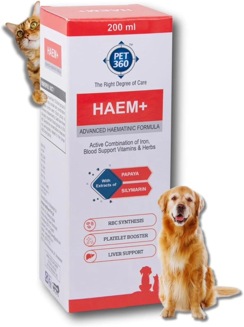 پت 360 HAEM+ فرمول هماتینیک پیشرفته برای سنتز RBC، تقویت کننده پلاکت و پشتیبانی از کبد برای سگ ها و گربه ها 200 میلی لیتر (200 میلی لیتر)