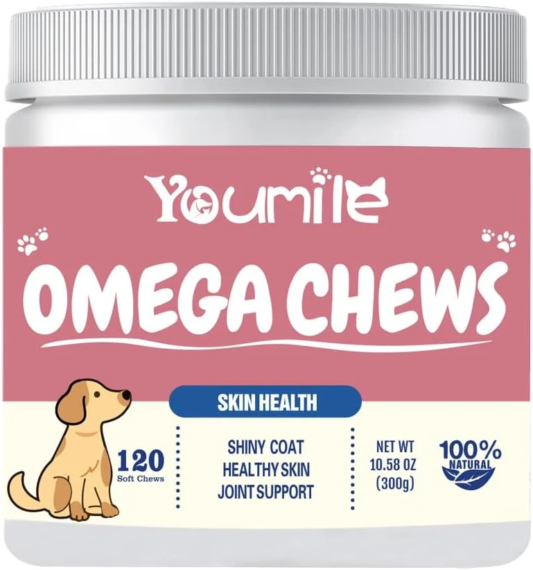 قرص جویدنی روغن ماهی امگا برای زیبایی و موی سگ - امگا برای ریزش مو و تسکین خارش سگ، اسیدهای چرب EPA و DHA، مخصوص سگ