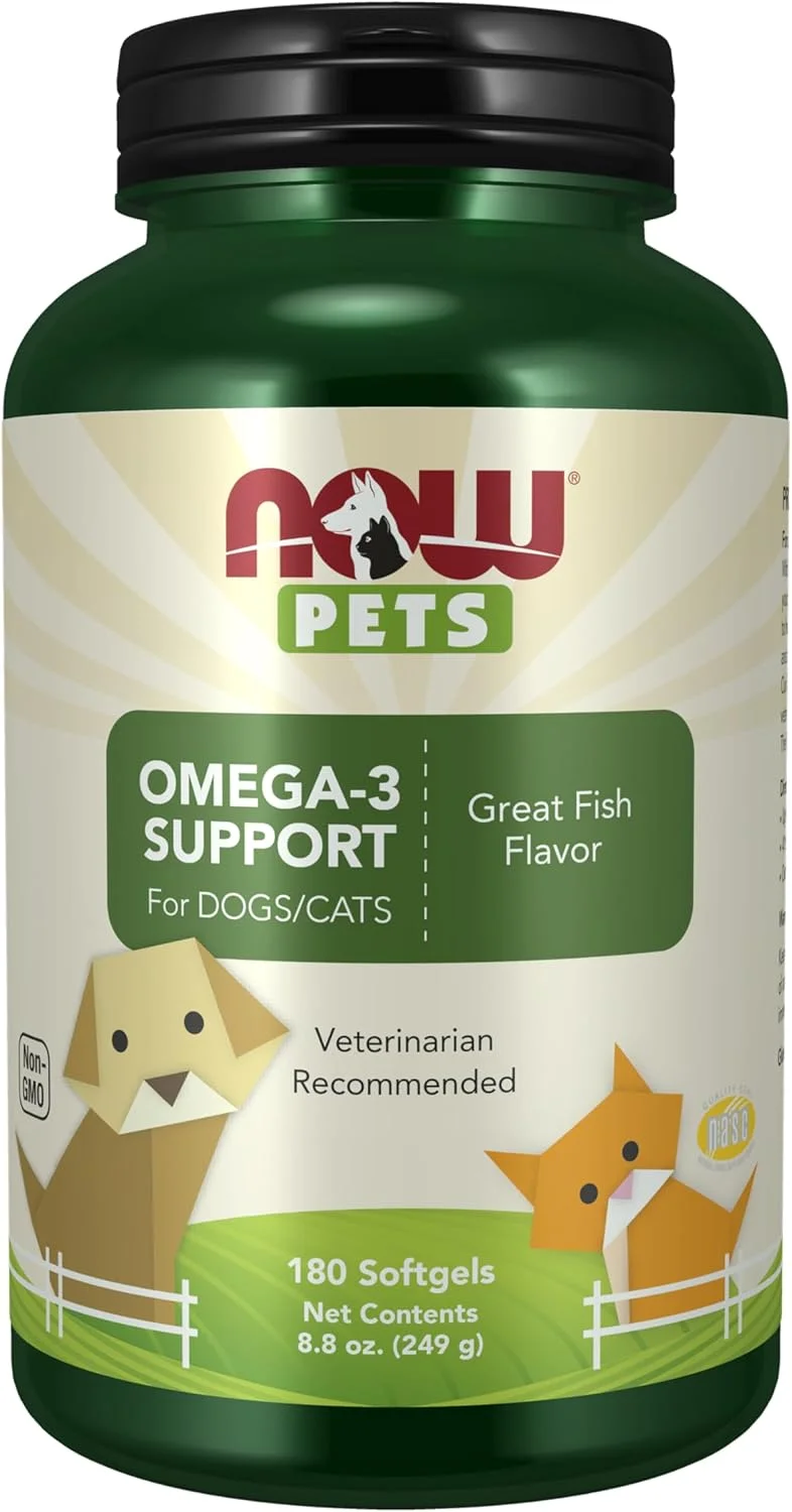 مکمل امگا 3 مخصوص حیوانات خانگی ناو، فرموله شده برای گربه ها و سگ ها، دارای گواهینامه NASC، 180 سافت ژل