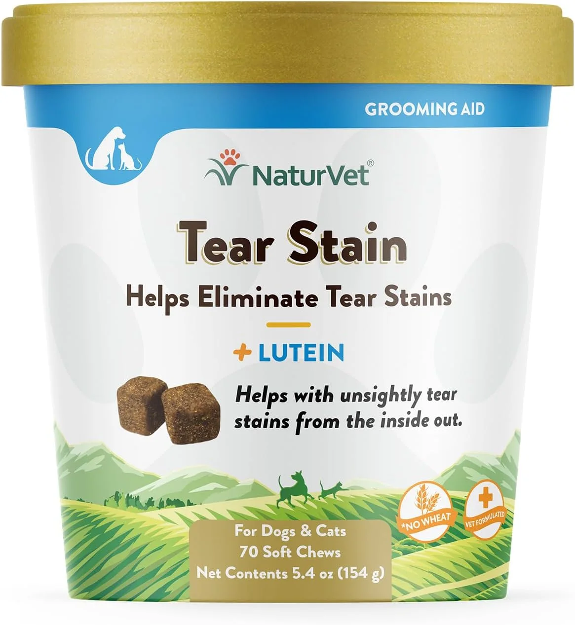 NaturVet، از بین برنده لکه اشک برای سگ و گربه، به همراه لوتئین، 70 عدد پاستیل نرم، 154 گرم