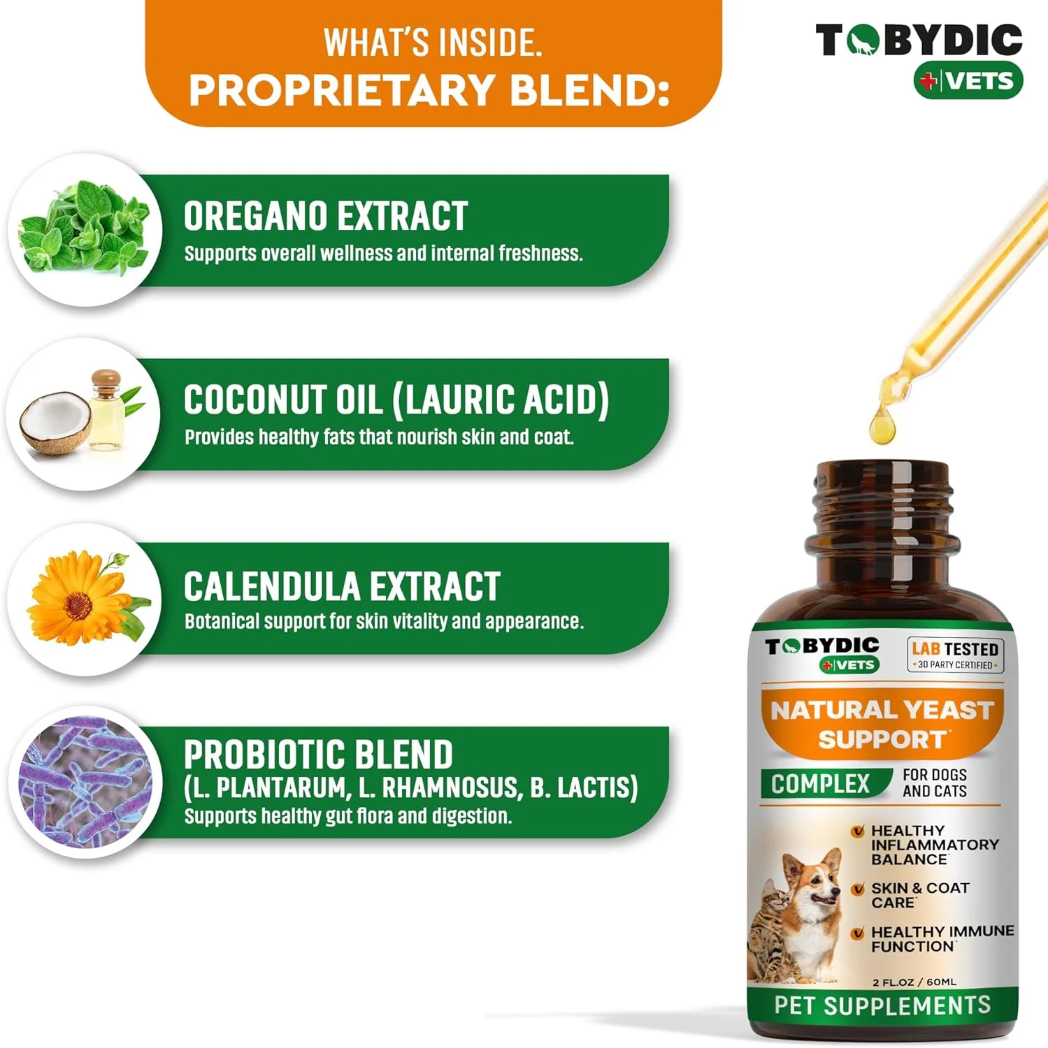 درمان طبیعی عفونت قارچی سگ و گربه - درمان خارش پوست و گوش - کاهش سوزش و تسکین خارش و آلرژی - مکمل قطره دار گیاهی - ساخت آمریکا