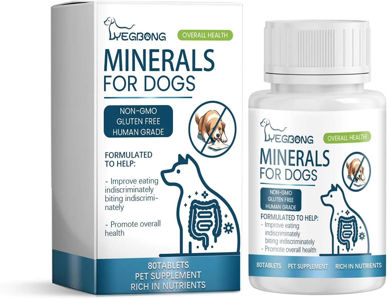 مواد معدنی برای سگ ها، ویتامین های سگ برای سلامت کلی با کلسیم، منیزیم، روی، تقویت استخوان ها و عضلات، مولتی ویتامین برای سگ ها برای حمایت از سیستم ایمنی و سلامت دستگاه گوارش (80 قرص جویدنی)