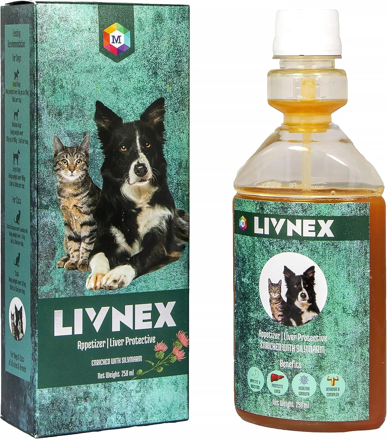 شربت LivNex برای هضم و جذب غذا برای سگ ها و گربه ها (250 میلی لیتر)