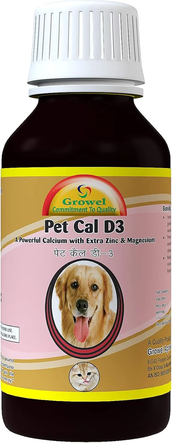 گروول آگرووت پت کل D3 - یک تونیک قدرتمند کلسیم به همراه ویتامین ها، روی و منیزیم برای سگ و گربه - 200 میلی لیتر