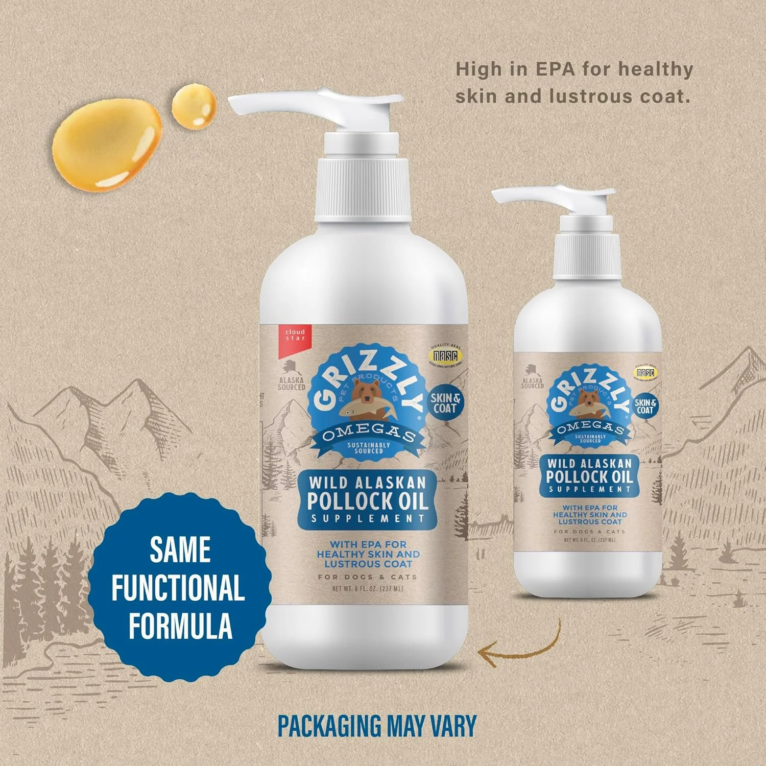 مکمل روغن پولاک مخصوص سگ های گریزلی پت پروداکتس، 8 اونس