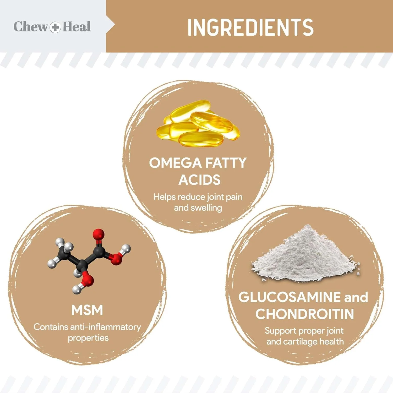 مکمل گلوکزامین برای مفاصل ران و مفصل سگ ها - 120 عدد جویدنی نرم برای سگ های مسن با گلوکزامین، کندرویتین، MSM و امگا - برای تحرک، غضروف و سلامت مفاصل - طعم کره بادام زمینی