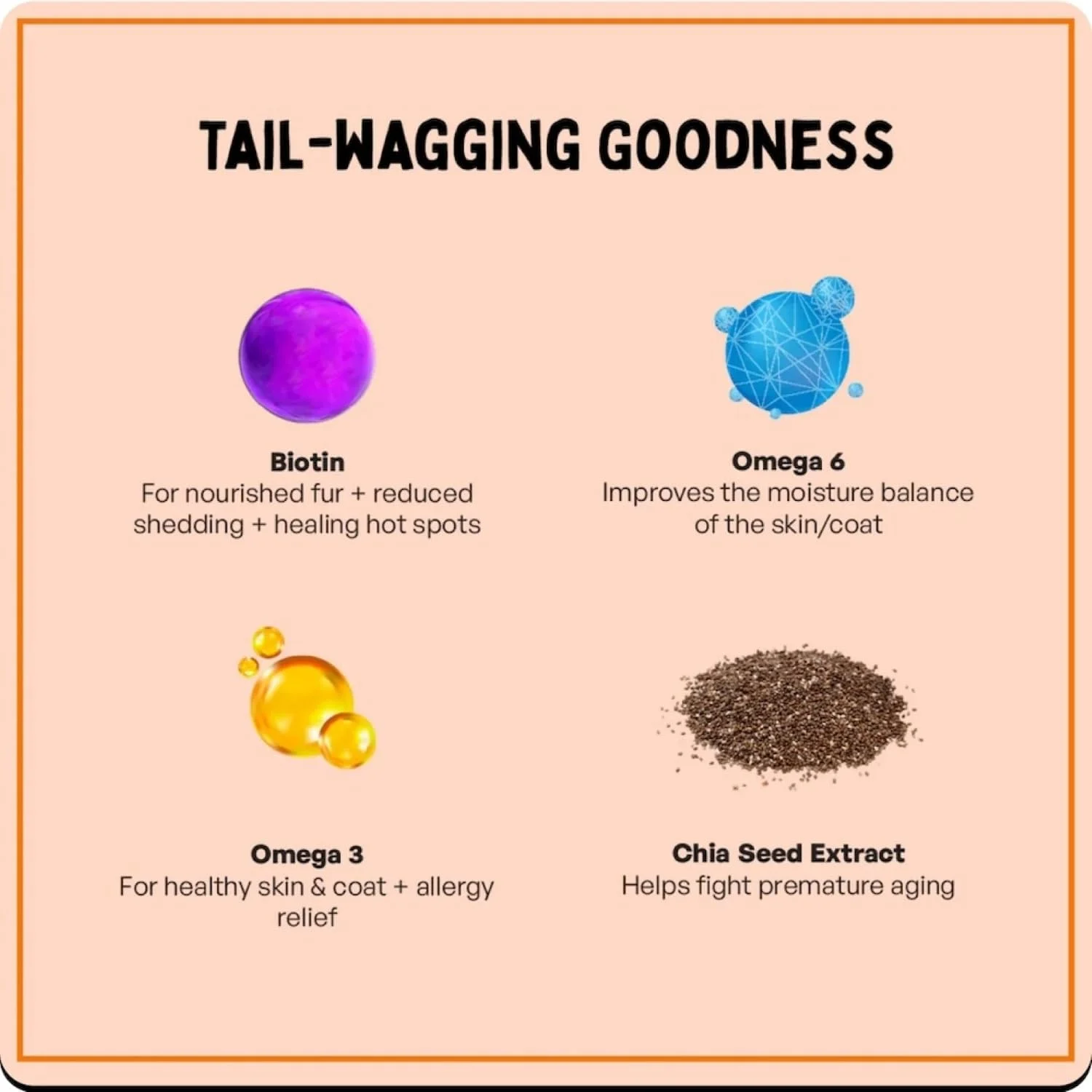 مکمل پوست و مو فرلیکس برای سگ و گربه | بیوتین (ویتامین B7)، اسیدهای چرب امگا 3 و 6 و دانه های چیا برای خز ضخیم و براق، پوست سالم و کاهش ریزش مو (30 نوار خوراکی حل شونده)