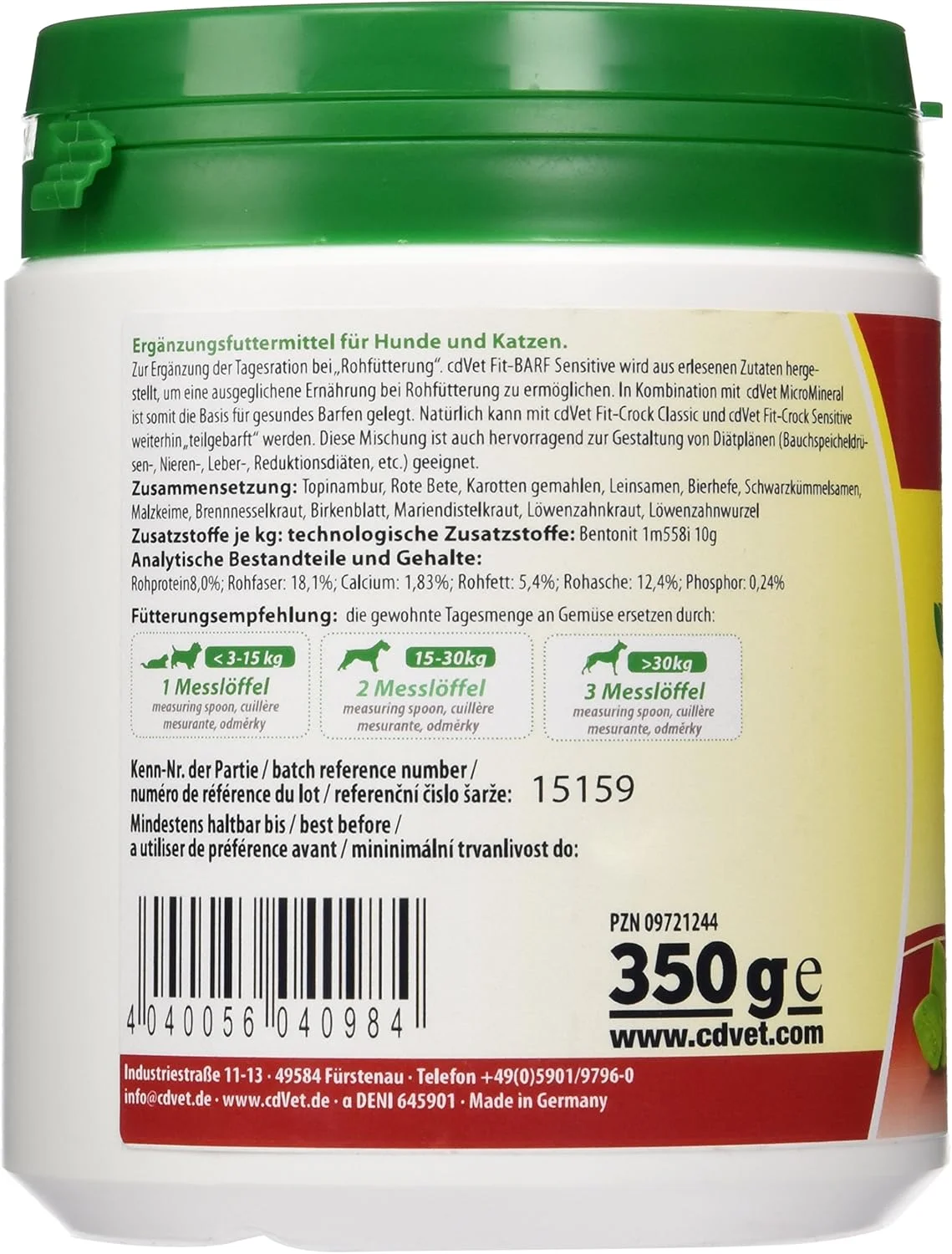 فیت-بارف سنسیتیو 350 گرم 100% طبیعی برای سگ ها و گربه ها