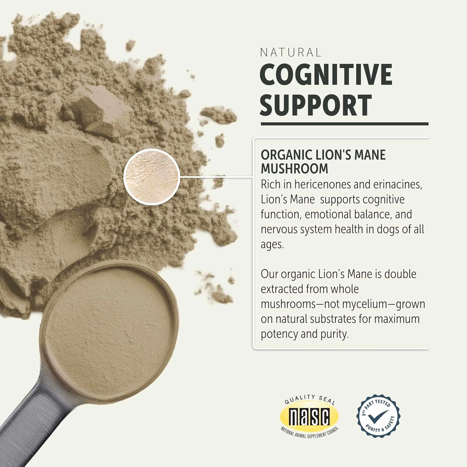 فور لیف روور - قارچ یال شیر برای سگ ها - پشتیبانی از سلامت مغز و سیستم عصبی در سگ ها در تمام سنین - قارچ کامل ارگانیک - تست شده توسط شخص ثالث - تامین 60 روزه برای سگ های بزرگ