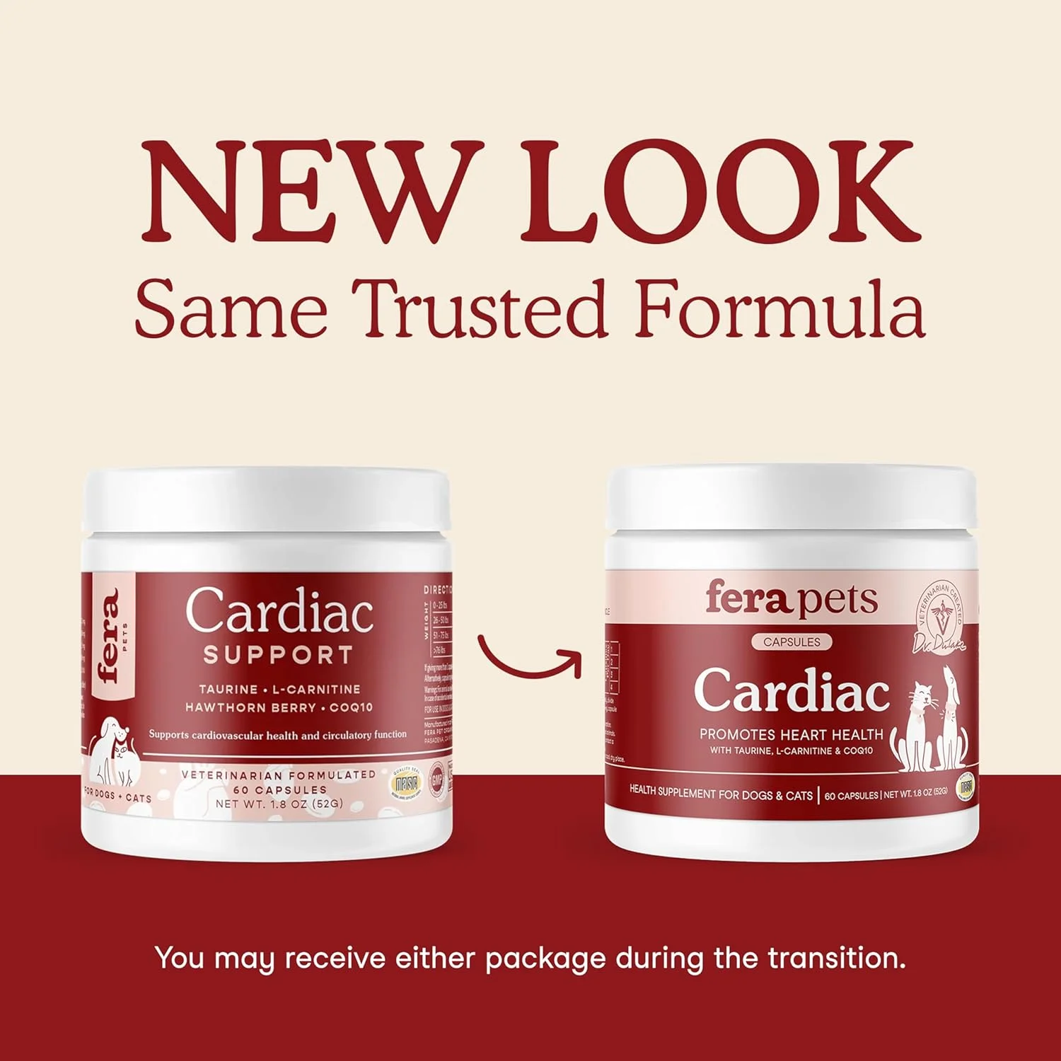 مکمل قلب و عروق حیوانات خانگی Fera Pets - مکمل قلب سگ و گربه حاوی تورین، ال-کارنیتین و کوآنزیم Q10 - تقویت گردش خون و ضربان قلب طبیعی - 120 کپسول