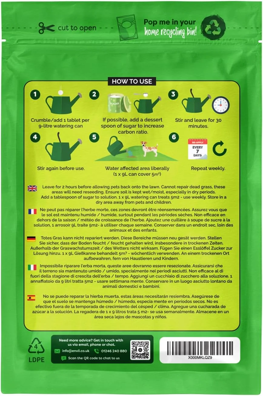 خنثی کننده طبیعی ادرار سگ Envii Neuturine برای چمن - کمک به ترمیم لکه های چمن، ایمن برای همه حیوانات خانگی و حیات وحش (24 قرص)