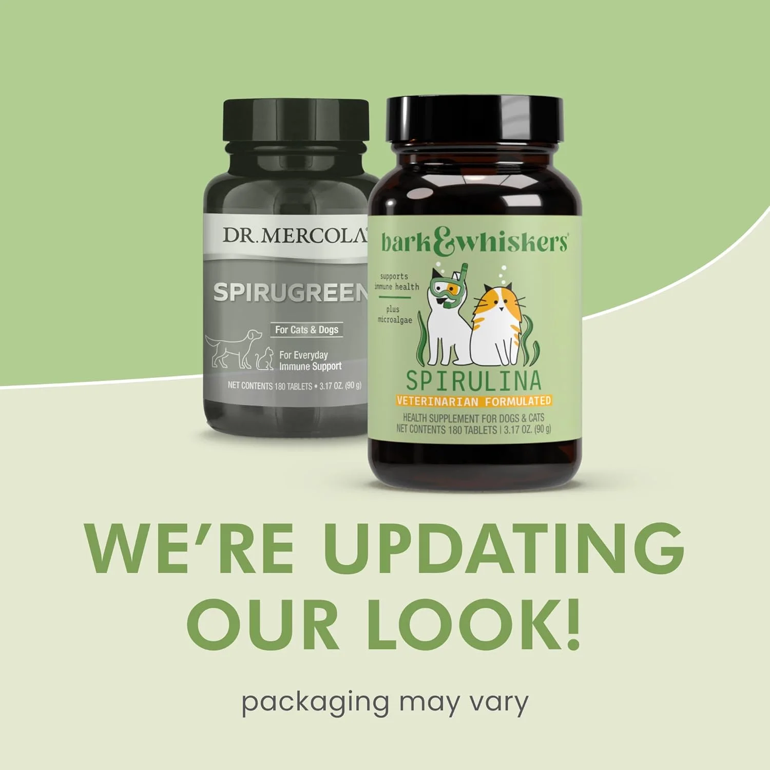 دکتر مرcola، SpiruGreen، برای گربه ها و سگ ها (180 قرص)، با اسپیرولینا و میکرو جلبک های ارگانیک، اسپیرولینا ارگانیک، غیر GMO، بدون سویا، بدون گلوتن