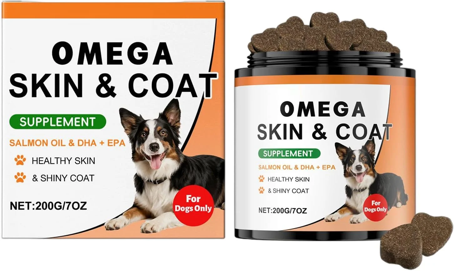 مکمل پوست و مو سگ - 200 گرم تقویت کننده تسکین خارش پوست سگ | مکمل آراستگی مو، برای ریزش مو مراقبت روزانه توله سگ نژادهای کوچک و بزرگ خانگی و فضای باز