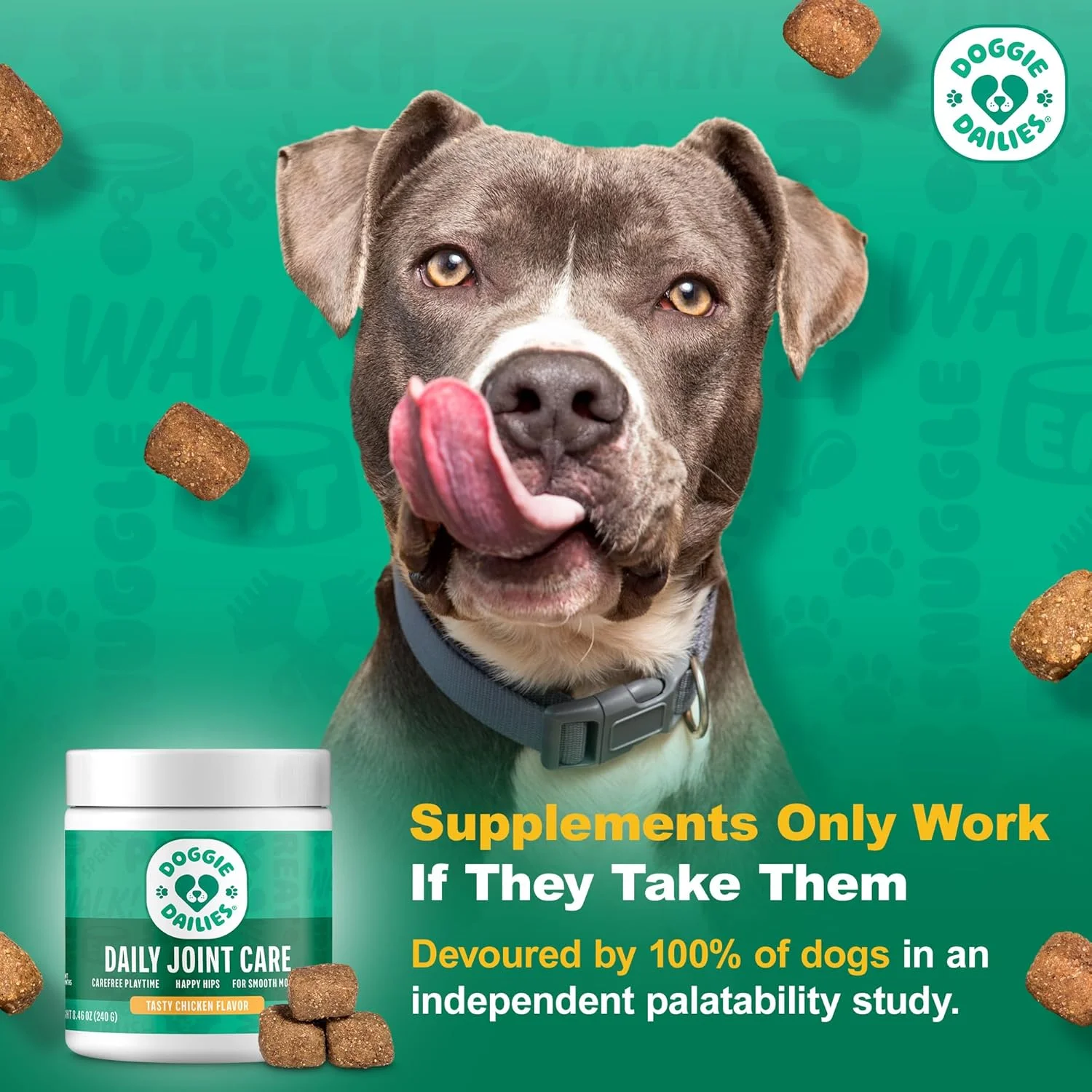 گلوکوزامین سگ Doggie Dailies: 225 عدد جویدنی نرم، مکمل پیشرفته مفصل و لگن برای سگ ها با گلوکوزامین، کندرویتین، MSM، اسید هیالورونیک و CoQ10، تسکین دهنده ممتاز مفاصل برای سگ ها ساخت ایالات متحده آمریکا