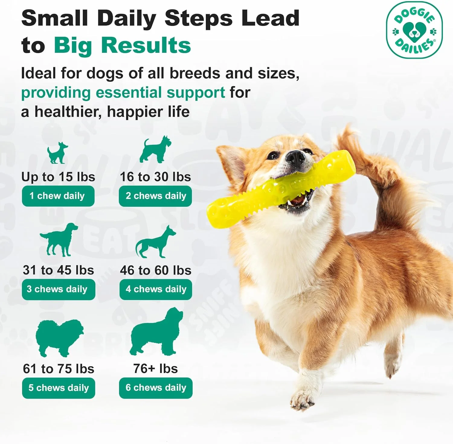 گلوکوزامین سگ Doggie Dailies: 225 عدد جویدنی نرم، مکمل پیشرفته مفصل و لگن برای سگ ها با گلوکوزامین، کندرویتین، MSM، اسید هیالورونیک و CoQ10، تسکین دهنده ممتاز مفاصل برای سگ ها ساخت ایالات متحده آمریکا