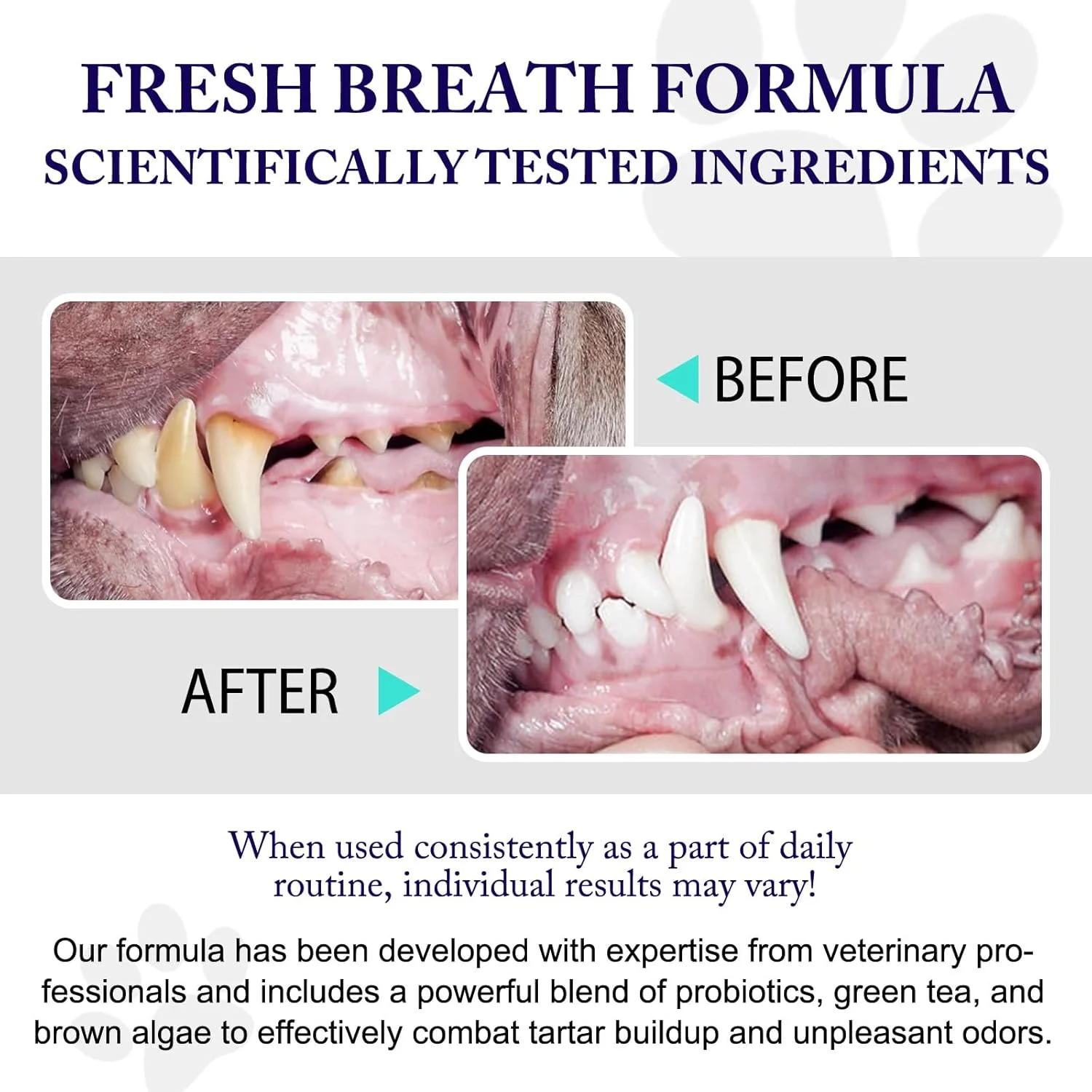 پودر تمیز کننده دندان سگ - پودر دندان سگ - خوشبو کننده دهان سگ - هدف قرار دادن جرم و کاهش پلاک و بوی بد دهان - تمیز کردن آسان دندان ها - فرموله شده برای سگ های کوچک، متوسط ​​و بزرگ