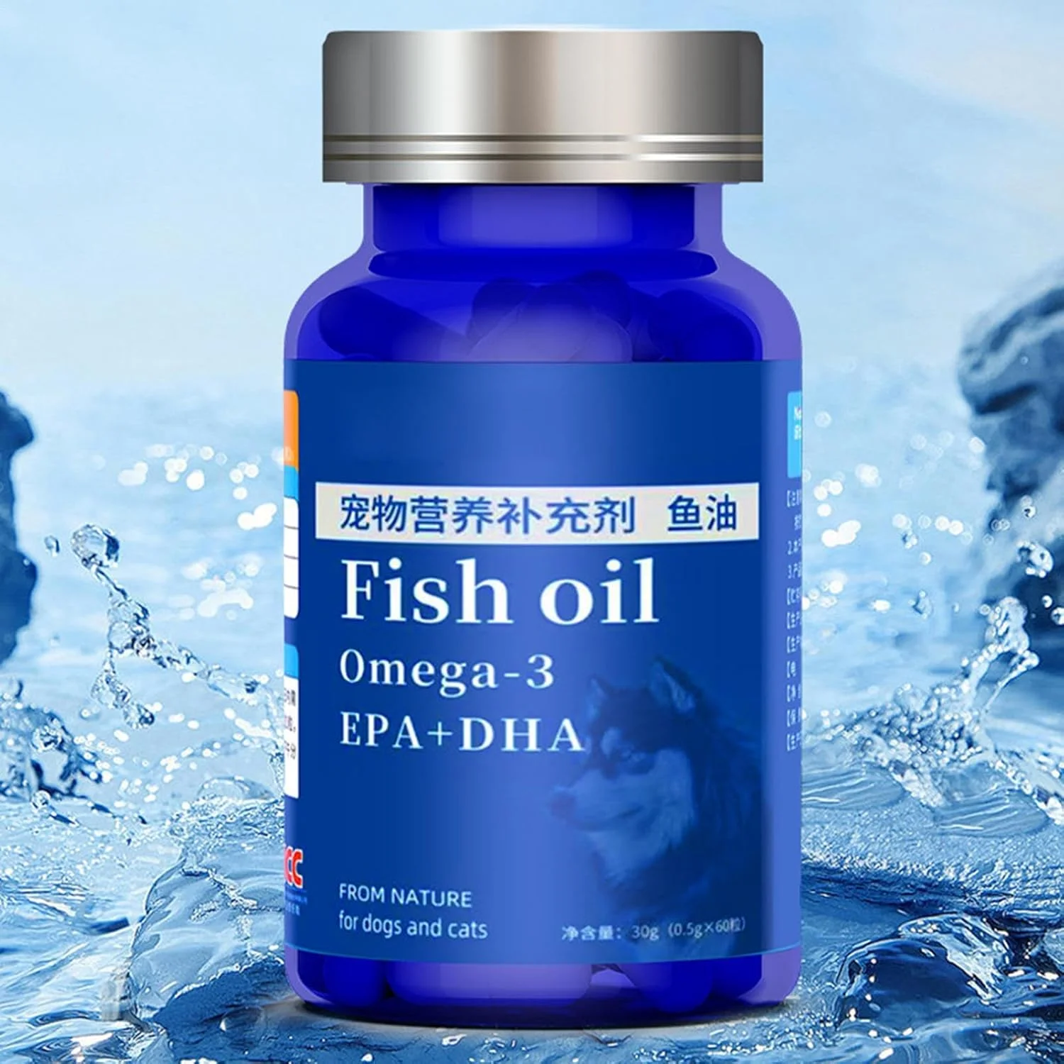 روغن ماهی سگ برای پوست و مو، مکمل غذایی طبیعی برای حیوانات خانگی، مناسب برای سلامت پنجه ها، زیبایی، خشکی پوست، ریزش مو، خارش و نقاط داغ