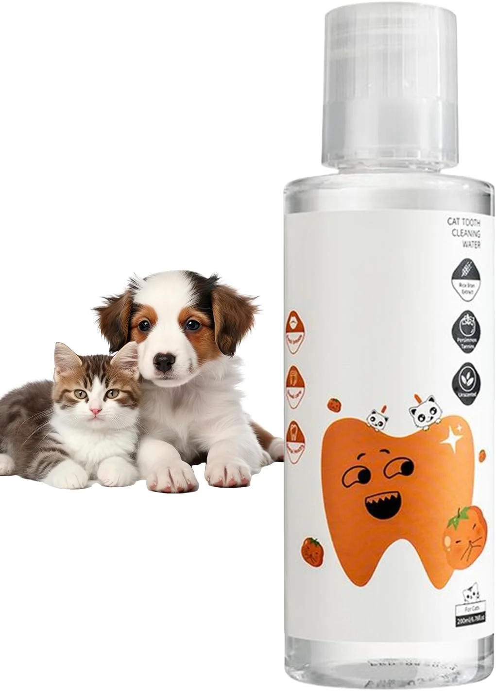 محلول تمیز کننده دهان سگ - 200 میلی لیتر، طبیعی و سالم، محلول خوشبو کننده دهان گربه، مناسب برای مسافرت های داخل و خارج از منزل، نظافت و شستشوی پنجه های بچه گربه