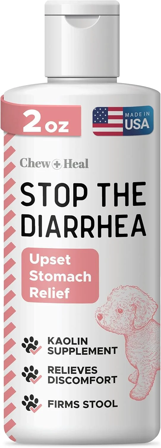 محلول ضد اسهال سگ Chew + Heal Labs، 60 میلی لیتر - تسکین سریع اسهال سگ با فرمول پکتین کائولن - درمان موثر اسهال و مکمل ناراحتی معده سگ