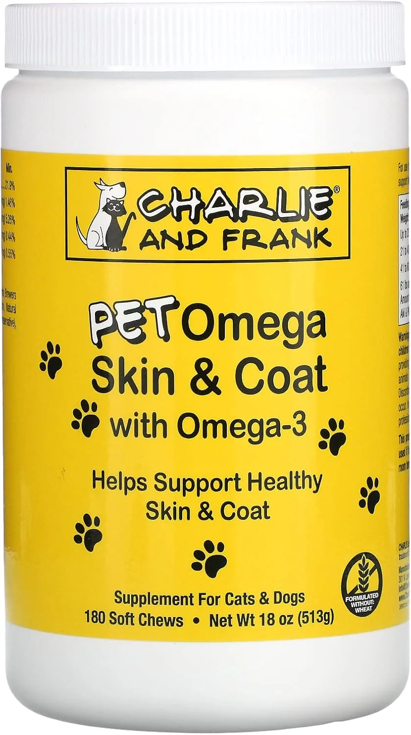 مکمل پوست و موی امگا 3 چارلی و فرانک مخصوص سگ و گربه - 180 عدد قرص نرم