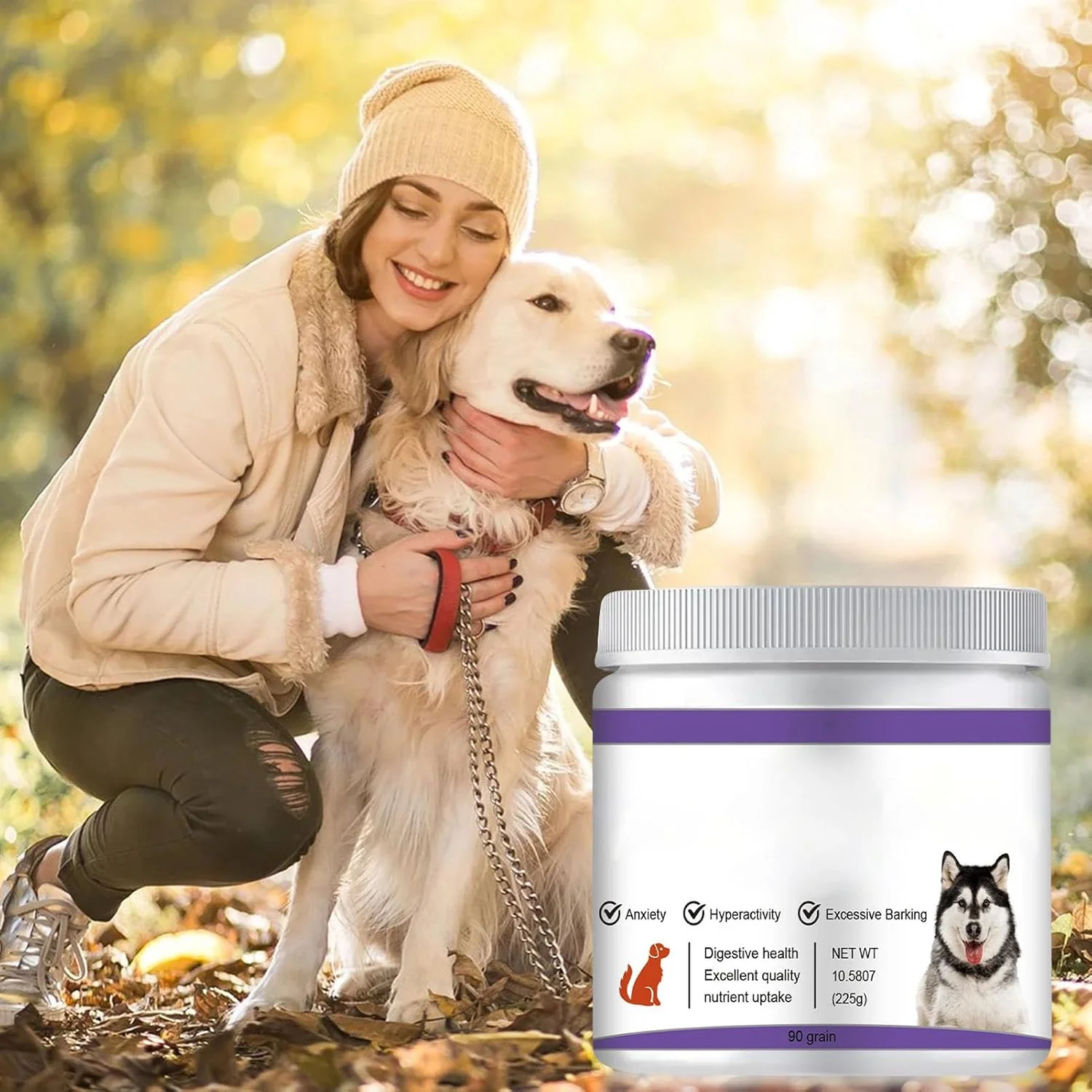 قرص های جویدنی آرام بخش سگ - قرص جویدنی آرام بخش | قرص های مغذی 90 عددی لوازم بهداشتی حیوانات خانگی برای استفاده روزانه در خانه، آپارتمان، مسافرت، استرس و ناراحتی