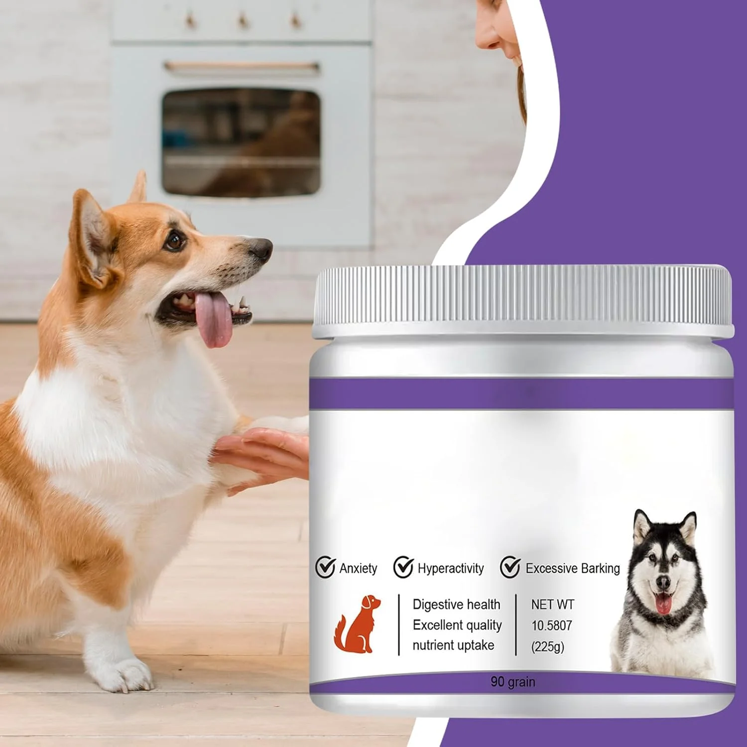 قرص های جویدنی آرام بخش سگ - قرص جویدنی آرام بخش | قرص های مغذی 90 عددی لوازم بهداشتی حیوانات خانگی برای استفاده روزانه در خانه، آپارتمان، مسافرت، استرس و ناراحتی