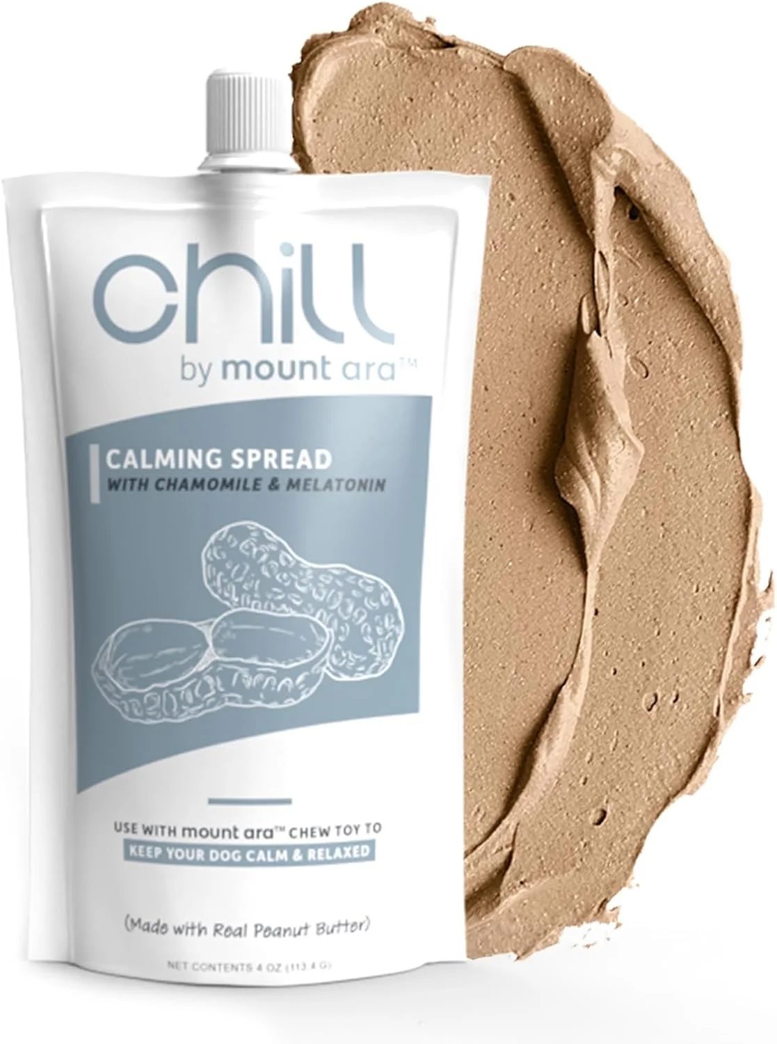 کره بادام زمینی آرام بخش سگ برای سگ ها 4 اونس - کره بادام زمینی ایمن برای سگ ها با بابونه و ملاتونین برای سگ ها