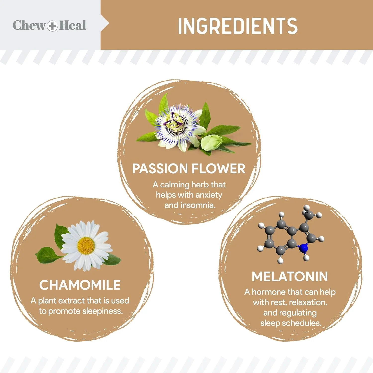 تشویقی آرام بخش سگ - 30 عدد تشویقی خواب و آرامش سگ با طعم کره بادام زمینی و ملاتونین حاوی تیامین، ال-تریپتوفان و زنجبیل