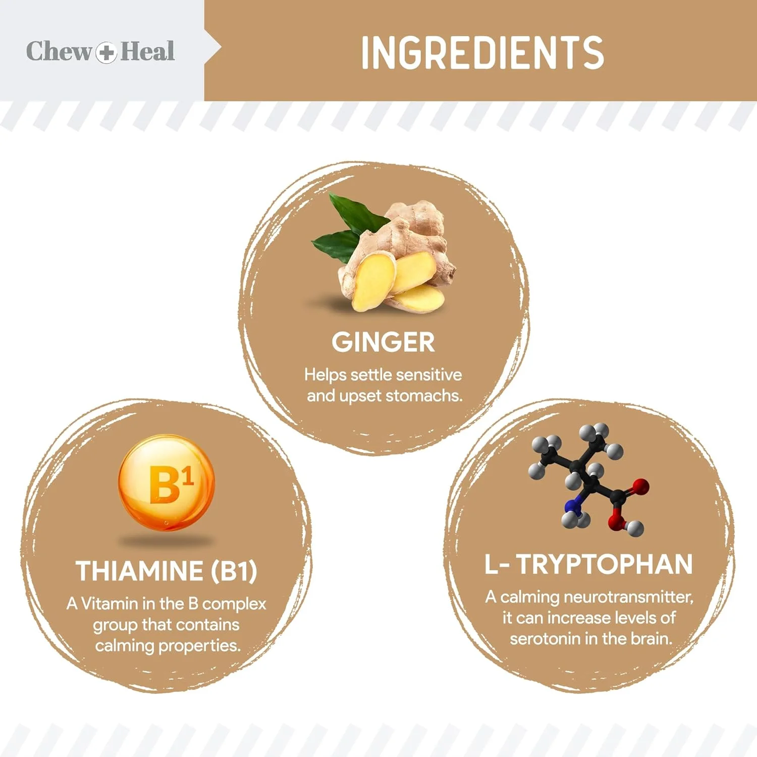 تشویقی آرام بخش سگ - 30 عدد تشویقی خواب و آرامش سگ با طعم کره بادام زمینی و ملاتونین حاوی تیامین، ال-تریپتوفان و زنجبیل