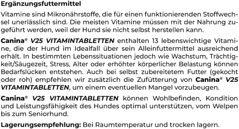 قرص های ویتامین Canina V25، 100 گرم