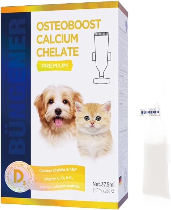 مکمل کلسیم کلات استئوبوست بانجنر برای سگ و گربه، 25 عدد ویال 1.5 میلی لیتری