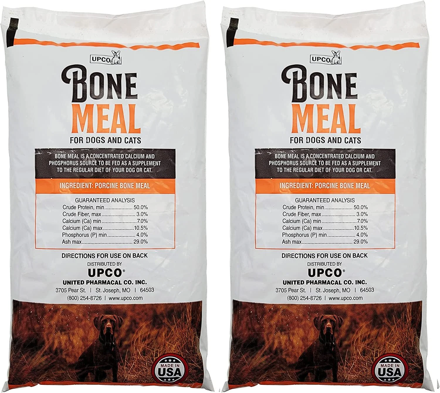 پودر استخوان بخارپز شده برای سگ و گربه، بسته 2 عددی، مجموعا 2 پوند، تهیه شده از پودر استخوان Upco، ساخت آمریکا