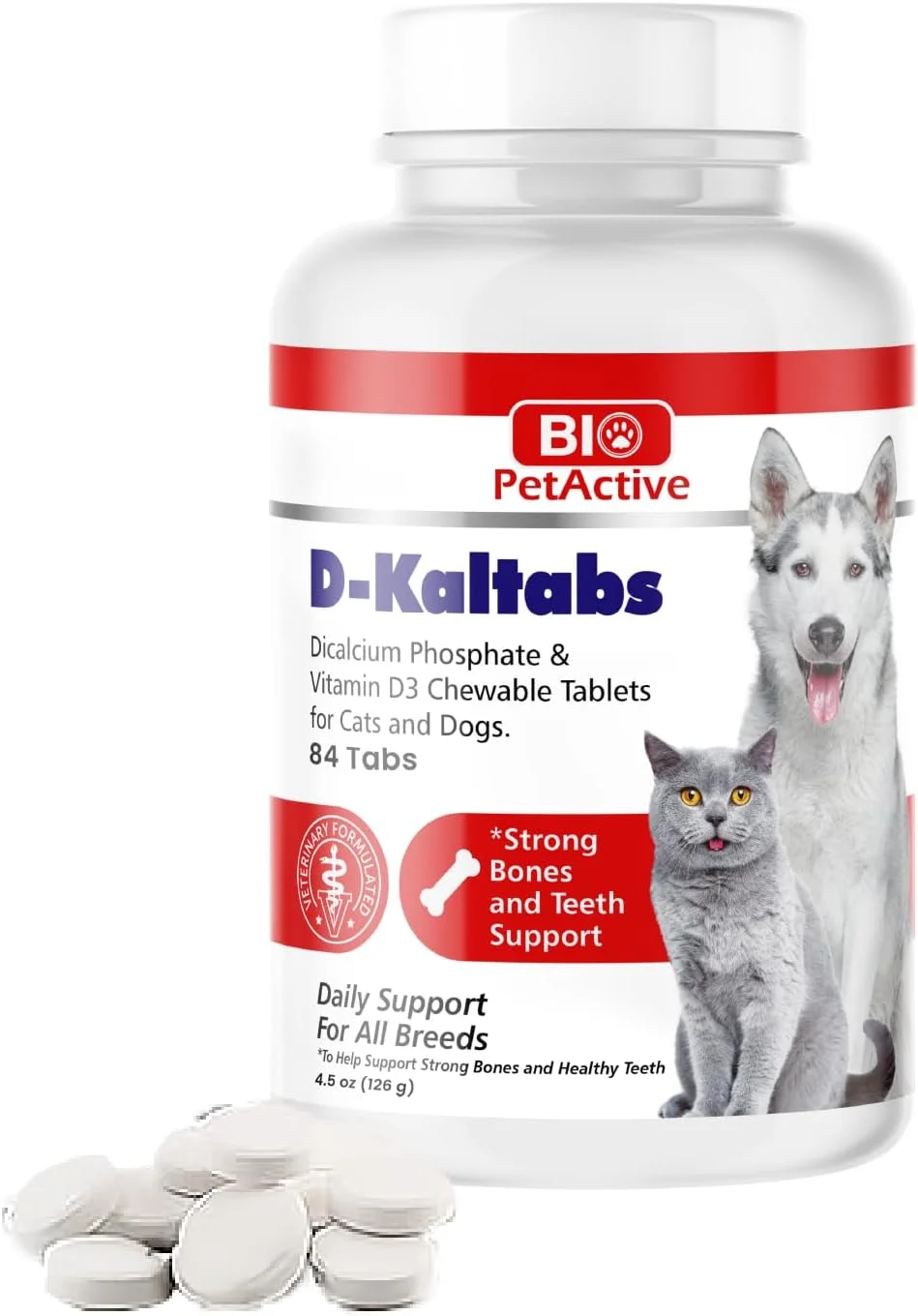 قرص های کلسیم Bio PetActive D-Kaltabs برای گربه ها و سگ ها - 84 عدد قرص جویدنی قرص های کلسیم Bio PetActive D-Kaltabs برای گربه ها و سگ ها - 84 عدد قرص جویدنی