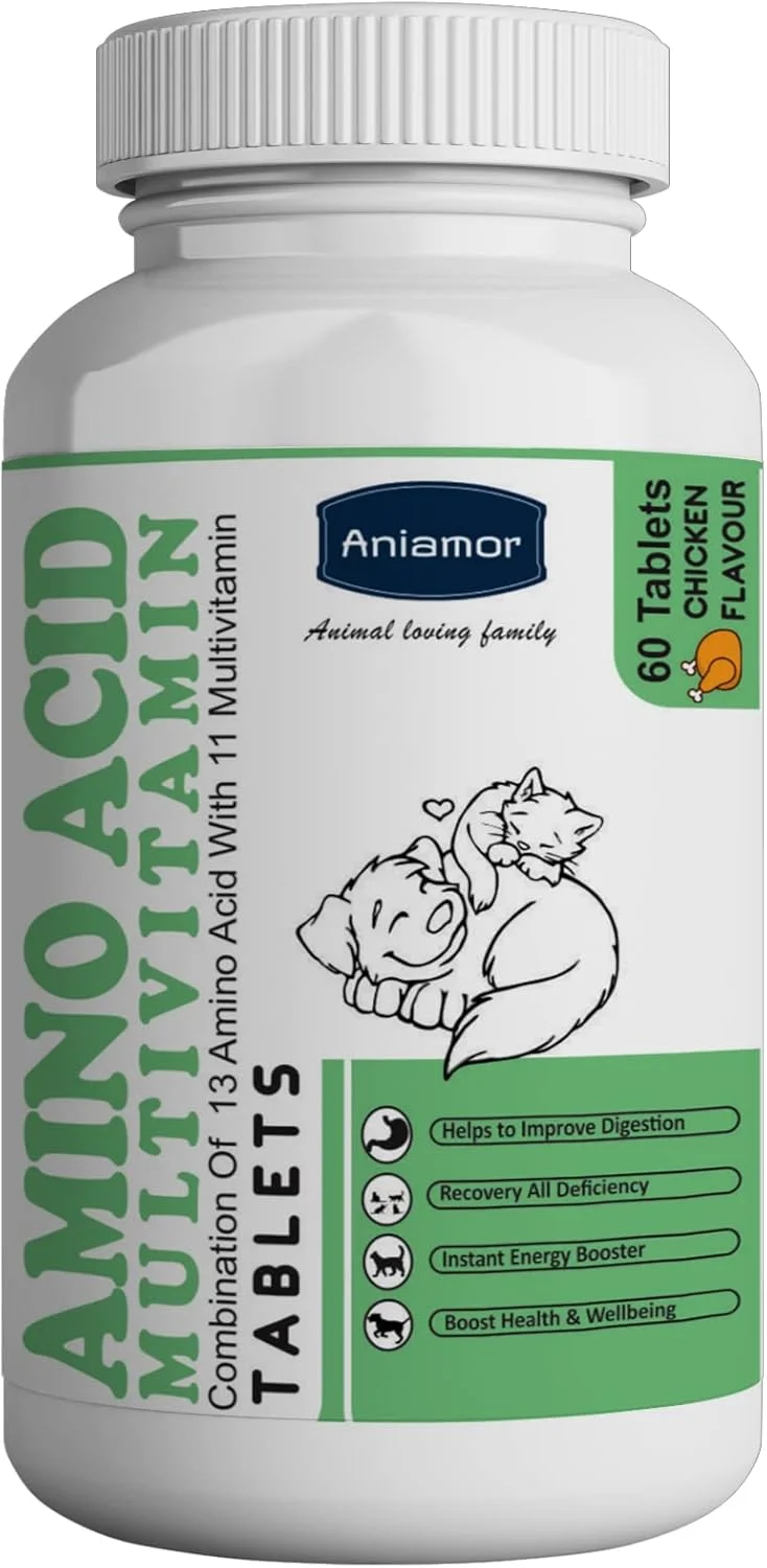 قرص های مولتی ویتامین آمینو اسید Aniamor برای سگ و گربه | کمک به متابولیسم و ایمنی | مکمل سگ و گربه | طعم مرغ | برای تمام مراحل زندگی | 60 قرص قرص های مولتی ویتامین آمینو اسید Aniamor برای سگ و گربه | کمک به متابولیسم و ایمنی | مکمل سگ و گربه | طعم مرغ | برای تمام مراحل زندگی | 60 قرص