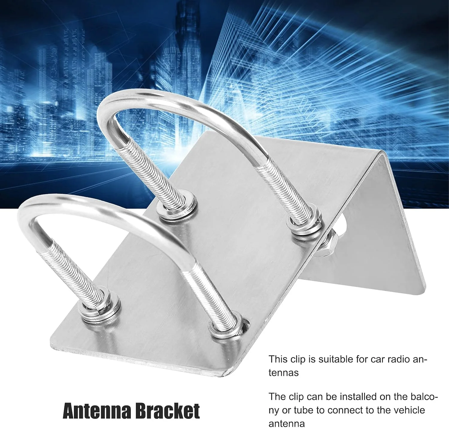 براکت آنتن رادیو خودرو، براکت پشتیبانی آنتن استیل ضد زنگ قابل تنظیم با گیره U شکل برای آنتن های رادیویی نصب شده روی خودرو براکت آنتن رادیو خودرو، براکت پشتیبانی آنتن استیل ضد زنگ قابل تنظیم با گیره U شکل برای آنتن های رادیویی نصب شده روی خودرو