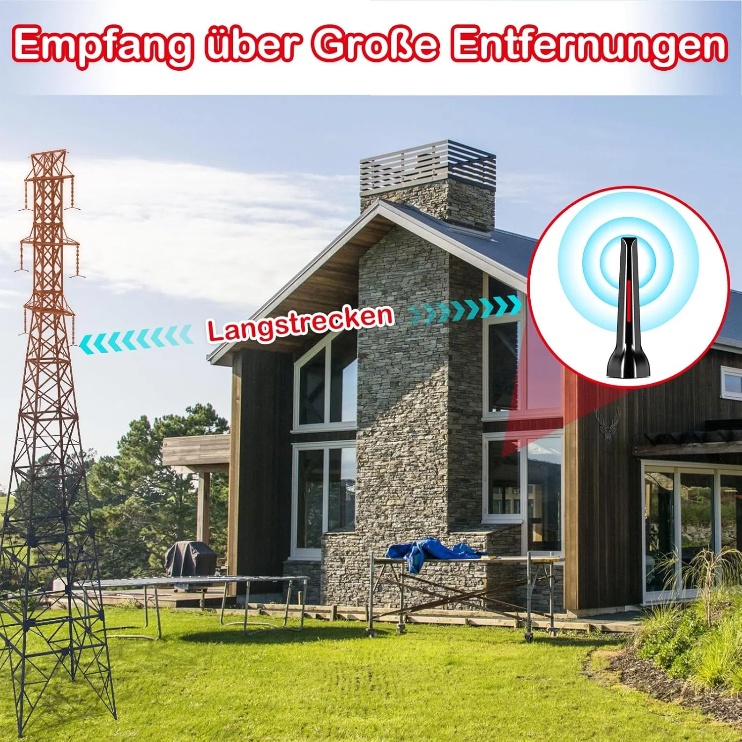 آنتن داخلی DVB-T/DVB-T2 با تقویت کننده 36Dbi+ HDTV، کیفیت سیگنال از طریق هسته آلومینیومی، با پایه مغناطیسی - کابل 3 متری، پشتیبانی از 4K 1080P - همه تلویزیون ها DAB/UHF/VHF