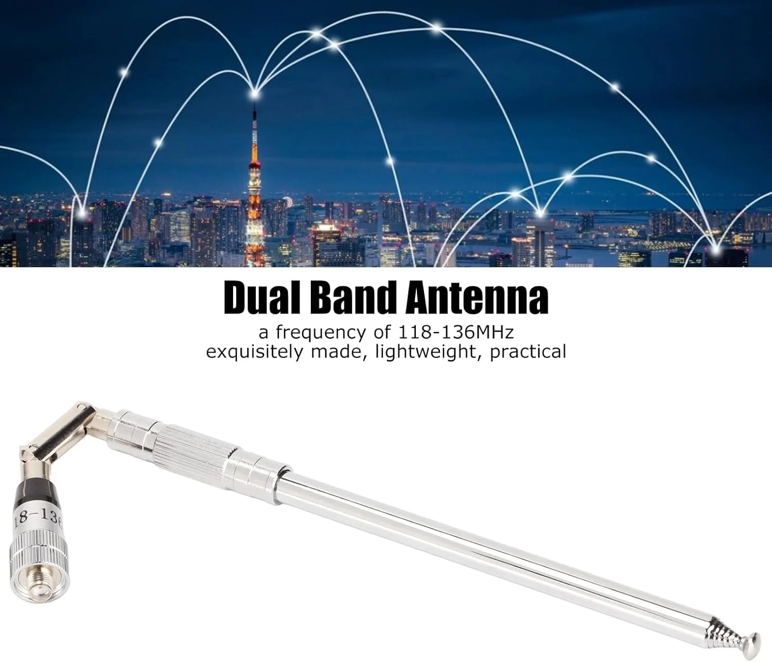 آنتن Annadue 118-136MHz، آنتن باند فرکانس هوانوردی SMA مادگی برای Senhaix SenHaiX SHX-8800 SHX-8600.