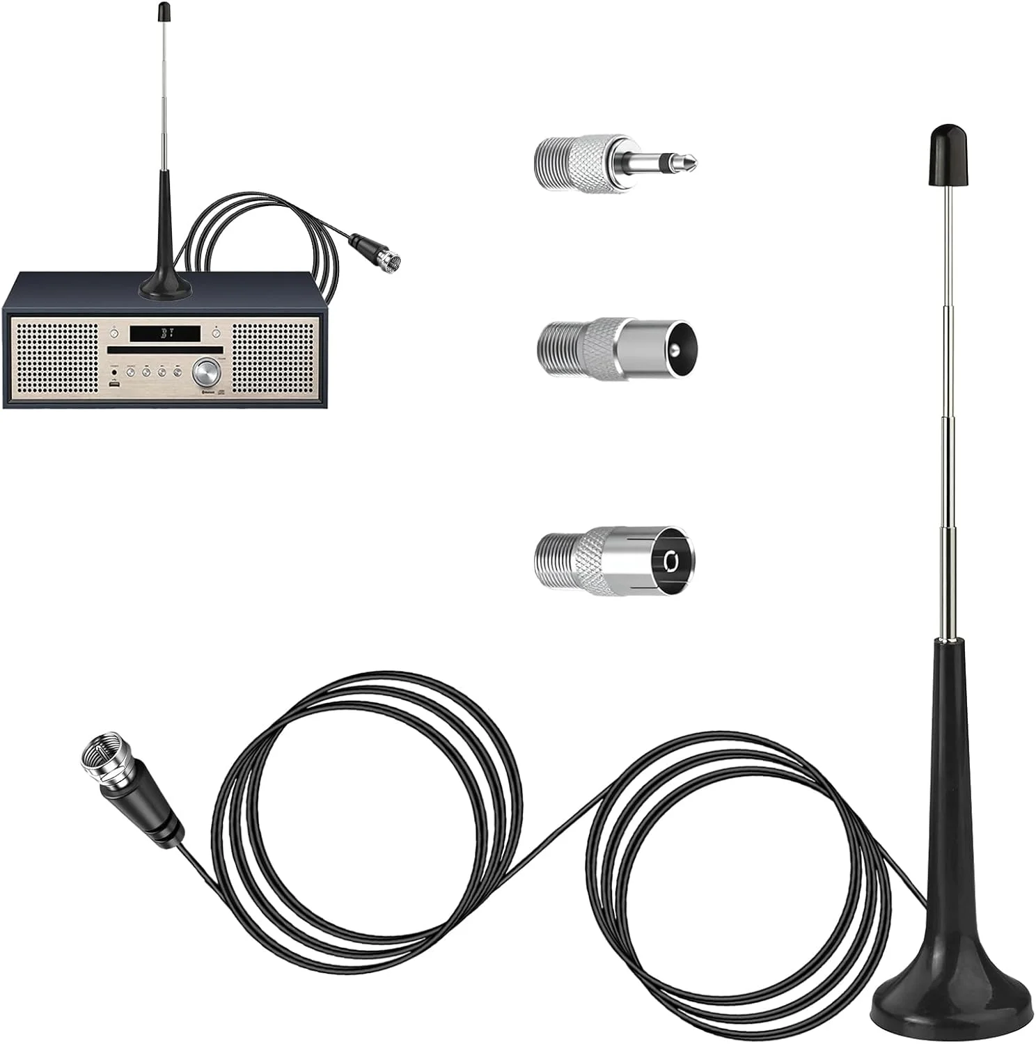 آنتن تلسکوپی FM با پایه مغناطیسی، آنتن رادیو FM برای پایونیر یاماها مارانتز شروود، رادیو FM داخلی، رادیو بلوتوث قابل حمل، تیونر، گیرنده استریو، آمپلی فایر استریو AV، گیرنده HiFi