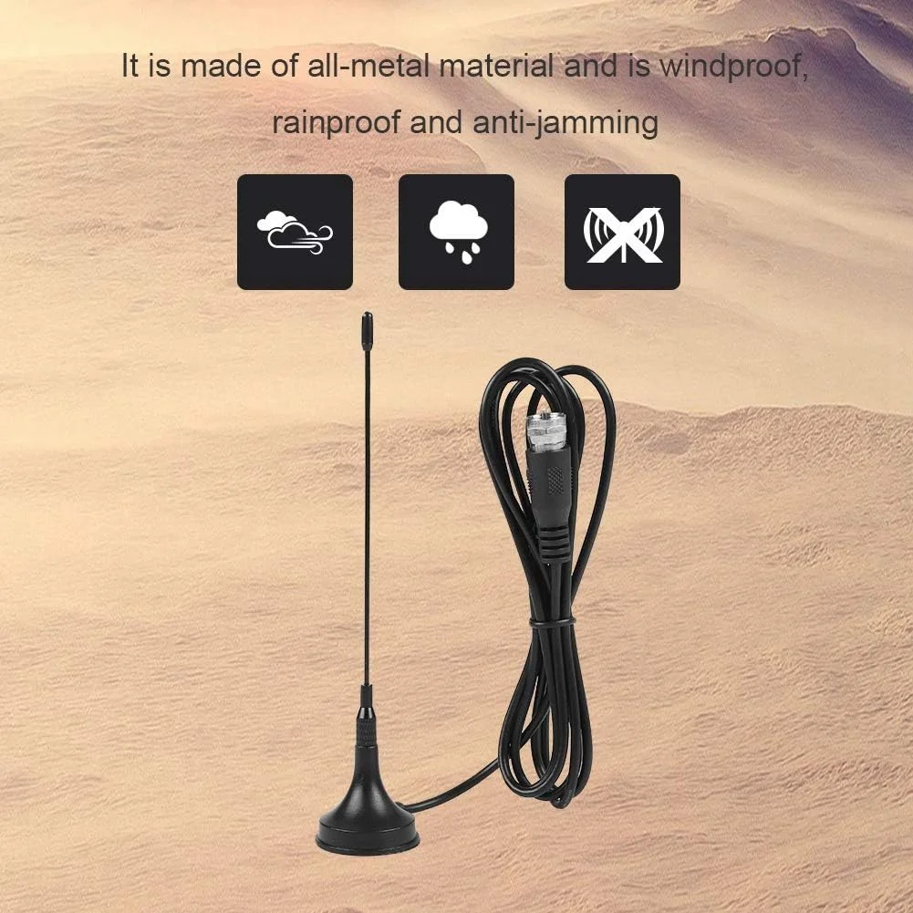 آنتن تلویزیون، آنتن دو بانده تمام فلزی UHF/VHF، آنتن دیجیتال داخلی HDTV با پایه مغناطیسی، آنتن مکنده برای تلویزیون خانگی/تلویزیون خودرو، ضد باد، ضد باران، ضد تداخل