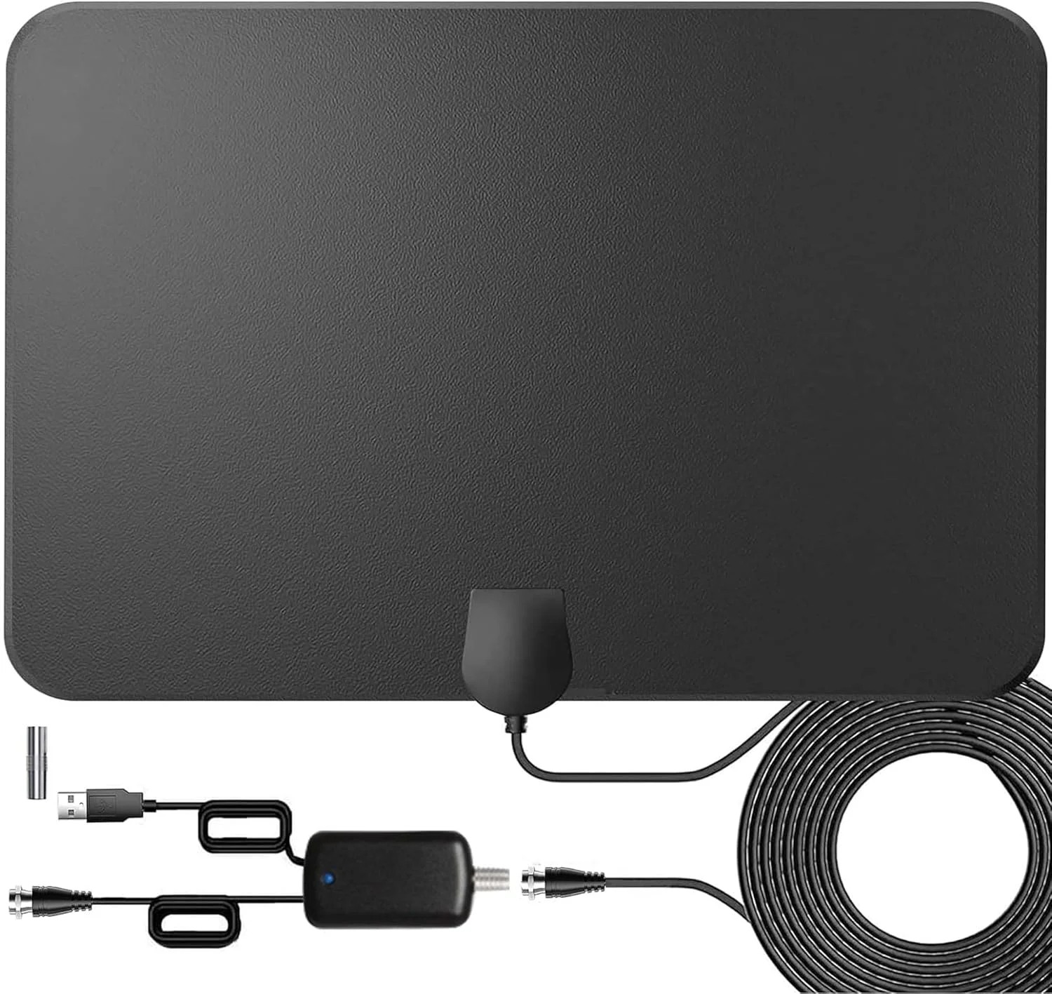 آنتن تلویزیون دیجیتال HD تقویت شده 4K با برد طولانی 1000 مایل، پشتیبانی از تلویزیون هوشمند داخلی 4K 1080p، فایر تی وی استیک و تمام تلویزیون های قدیمی تر، گیرنده سیگنال 360 درجه داخلی، تقویت کننده سیگنال سوئیچ با کابل کواکسیال HDTV 16.5 فوت