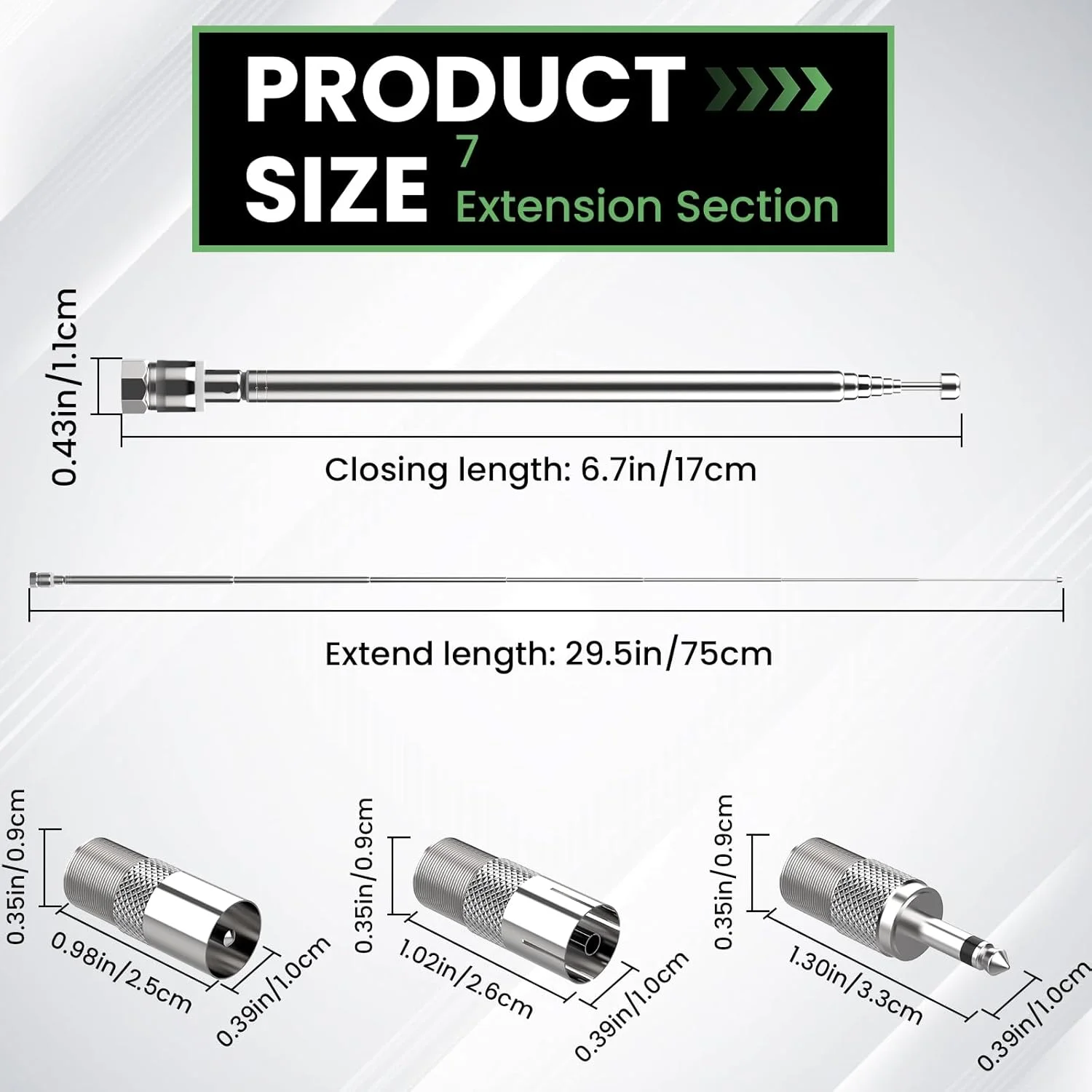 کیت آنتن تلسکوپی Aifeier ET FM، آنتن جایگزین رادیو DAB رادیو FM داخلی، کانکتور نوع F 75 اهم با آداپتور برای رادیو رومیزی سیستم استریو HiFi AV مینی