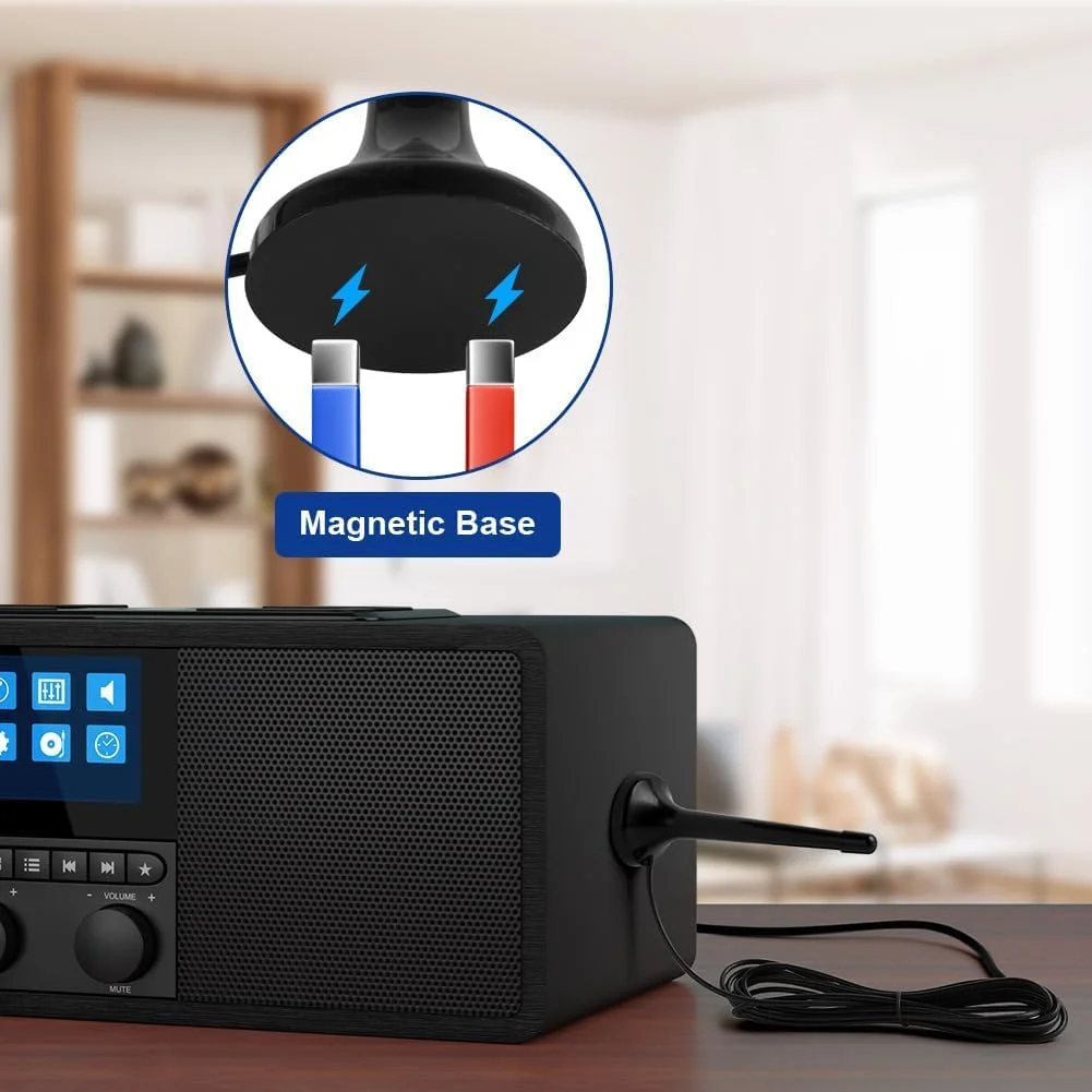 آنتن رادیویی FM مدل Adiwo DAB، آنتن تلسکوپی داخلی FM با امپدانس 75 اهم به همراه 3 آداپتور، دارای کابل افزایش طول 3 متری، چرخش 180 درجه، مناسب برای سیستم صوتی خانگی و دریافت استریو رادیویی