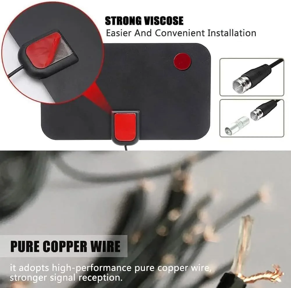 آنتن تلویزیون، آنتن برای تلویزیون هوشمند، دریافت 360 درجه، پشتیبانی از تلویزیون هوشمند 4K 1080p، تقویت کننده سیگنال آنتن تلویزیون، کابل کواکسیال 10FT آنتن HDTV، آنتن تلویزیون HD قابل حمل داخلی