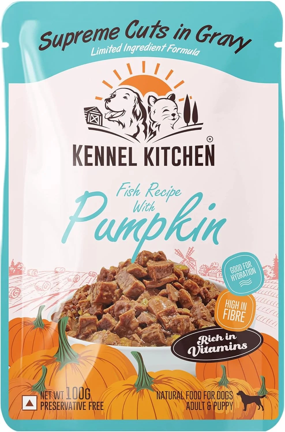 کنسرو غذای سگ کنل کیچن Supreme Cuts در آب گوشت، طعم ماهی با کدو تنبل، 100 گرمی (بسته 12 عددی) غذای مرطوب سگ برای سگ بالغ و توله سگ