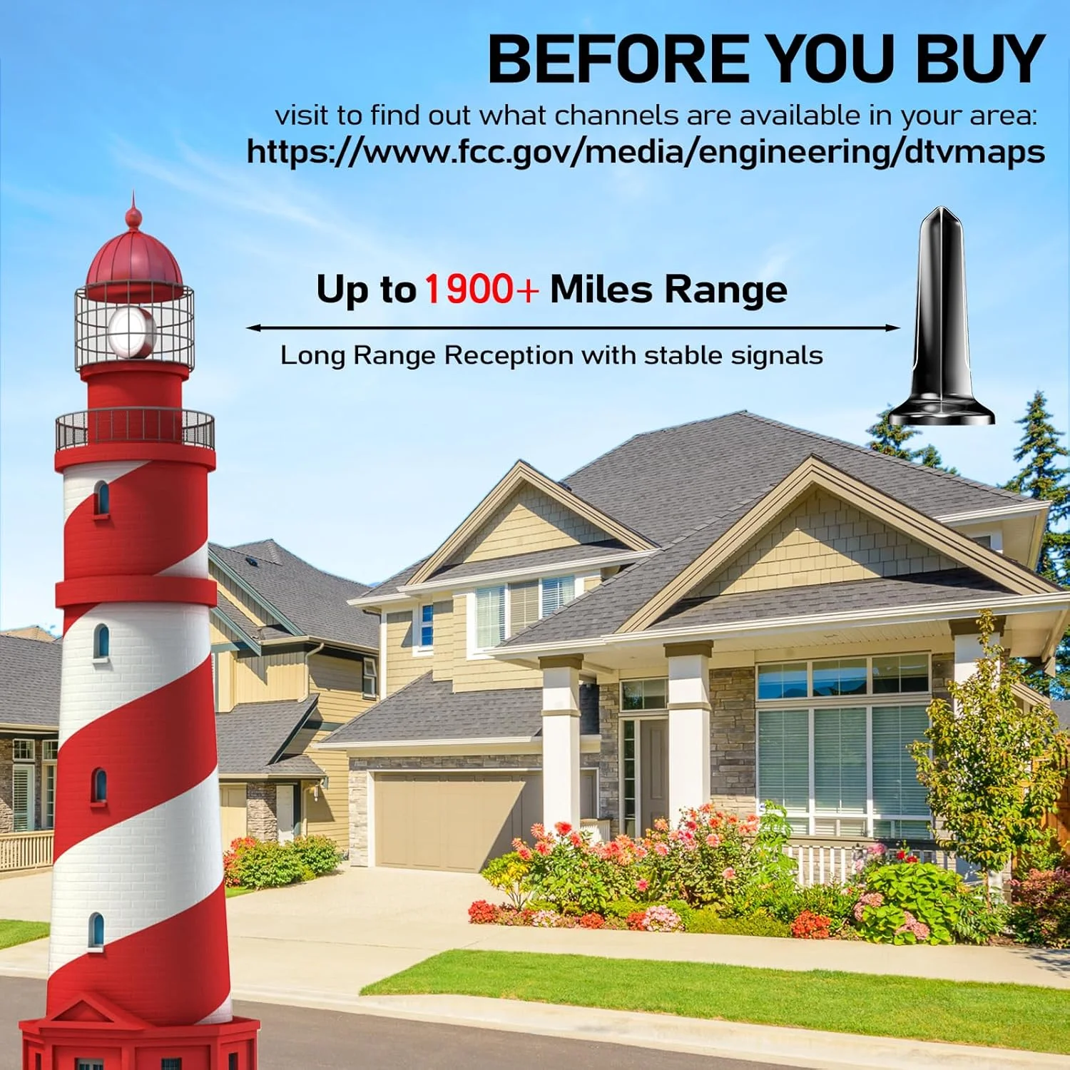 آنتن دیجیتال 2025 برای تلویزیون هوشمند، برد 1650+ مایل