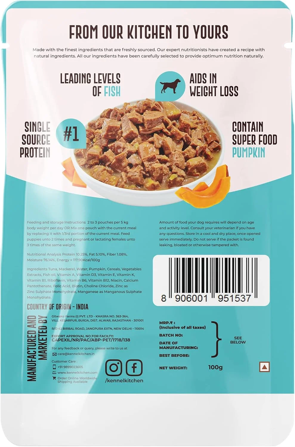 کنسرو غذای سگ کنل کیچن Supreme Cuts در آب گوشت، طعم ماهی با کدو تنبل، 100 گرمی (بسته 12 عددی) غذای مرطوب سگ برای سگ بالغ و توله سگ