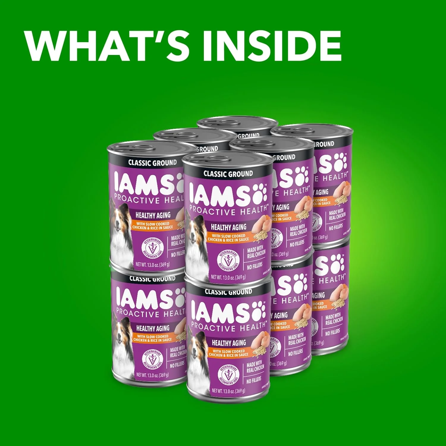 غذای مرطوب سگ مسن IAMS Proactive Health، طعم مرغ پخته شده آرام و برنج، قوطی ۱۳ اونسی، بسته ۱۲ عددی