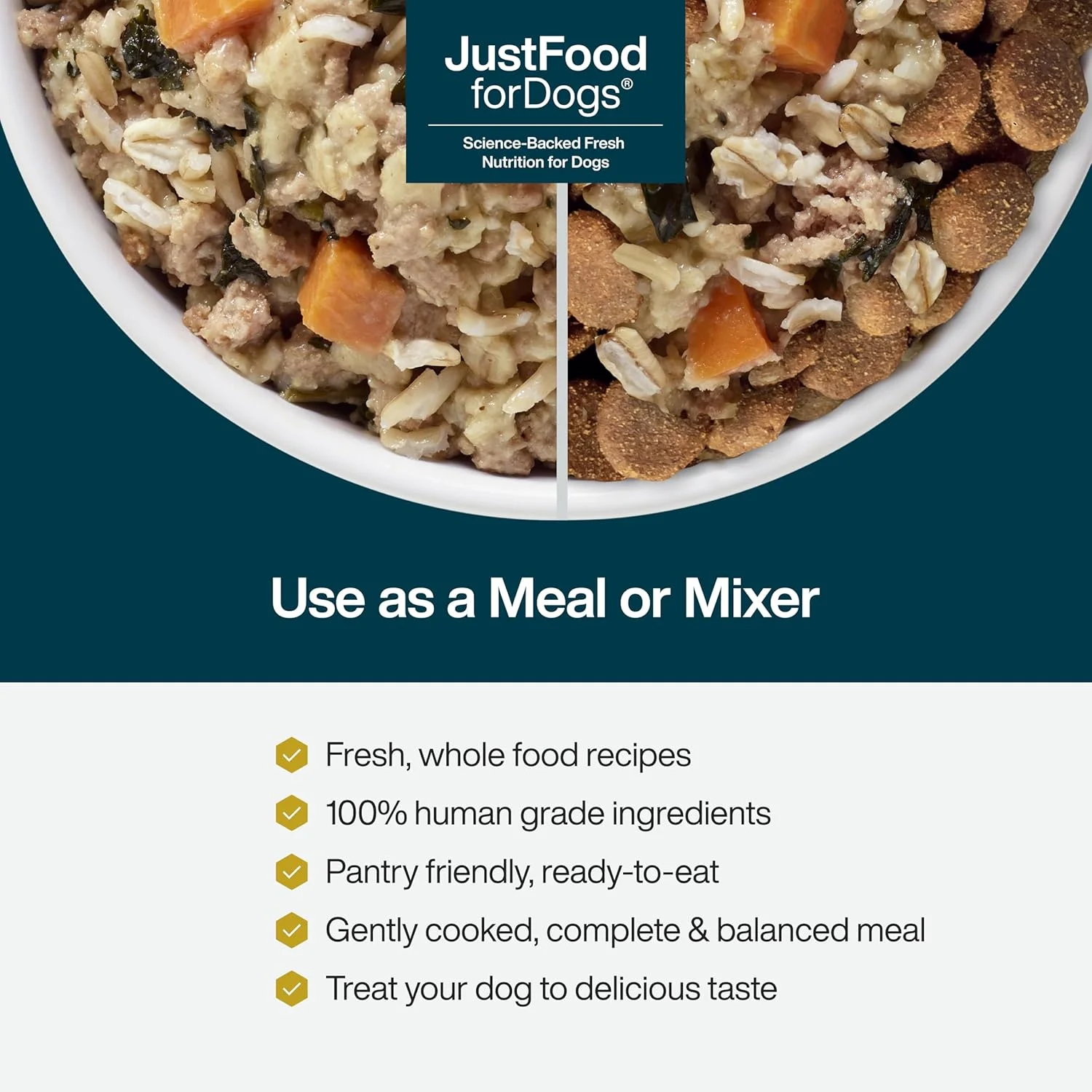 غذای سگ خانگی با طعم بوقلمون JustFoodForDogs JustFresh بدون مواد نگهدارنده، بسته بندی قابل باز و بسته شدن، غذای مرطوب سگ با کیفیت انسانی، 340 گرم - بسته 7 عددی