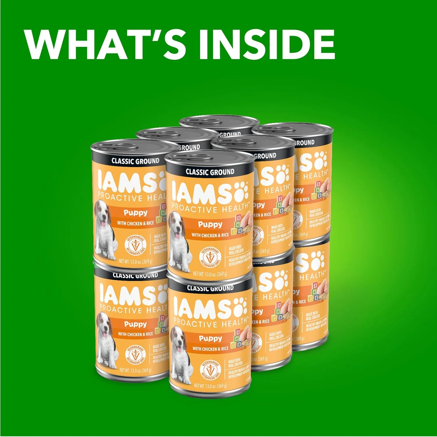 غذای مرطوب سگ توله ای آیامز پرو اکتیو هلث با طعم مرغ و برنج 390 گرمی (بسته 12 عددی)